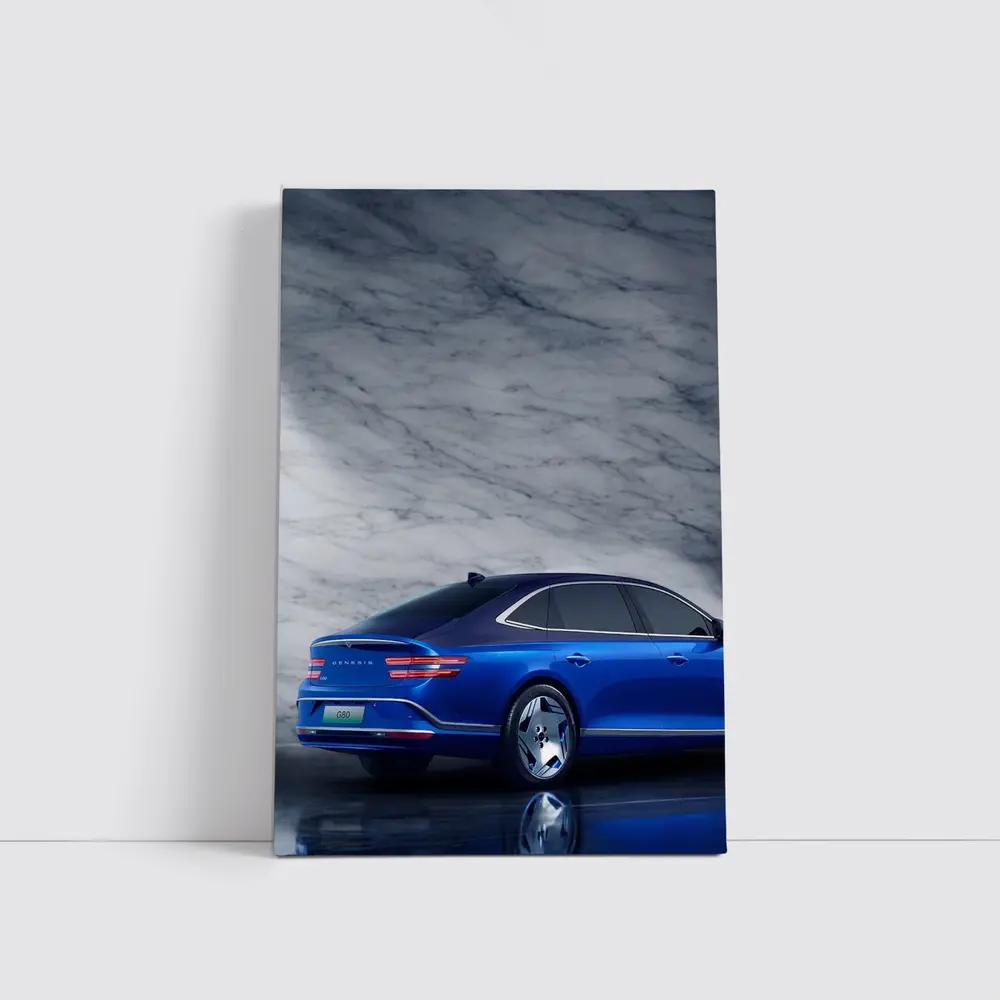 Genesis G80 Blue Sedan Marble Background – Wall Art