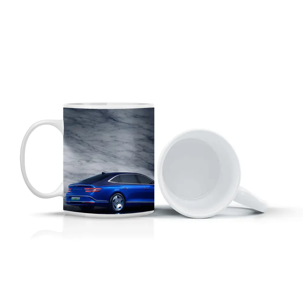 Genesis G80 Blue Sedan Marble Background – Mugs