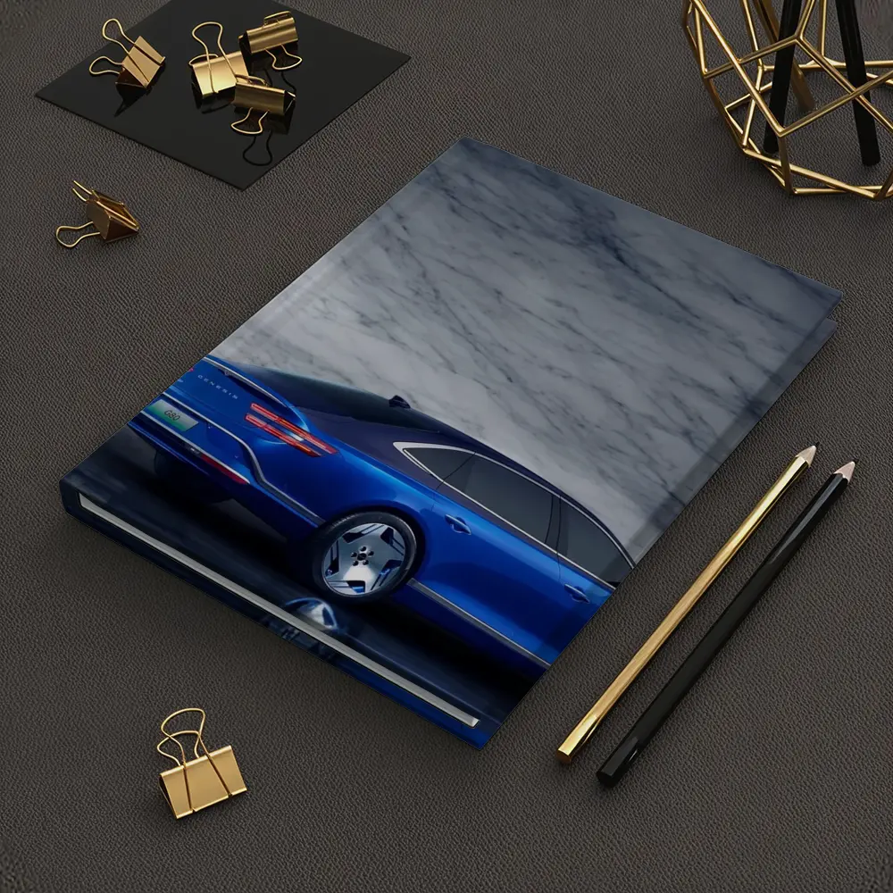 Genesis G80 Blue Sedan Marble Background – Notebooks