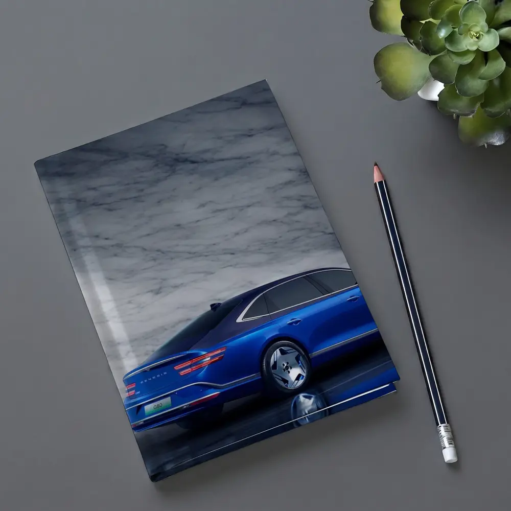 Genesis G80 Blue Sedan Marble Background – Notebooks