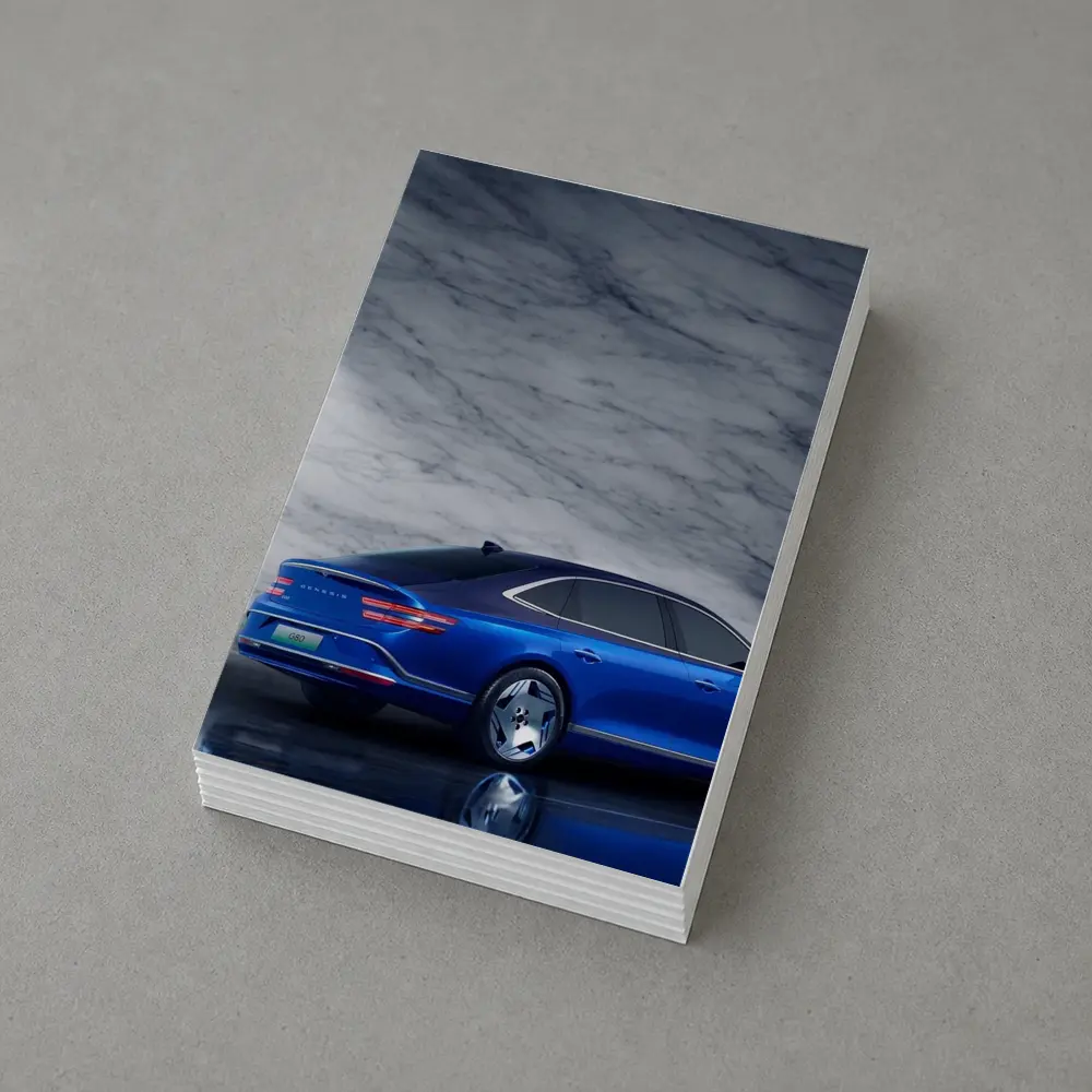 Genesis G80 Blue Sedan Marble Background – Postcards
