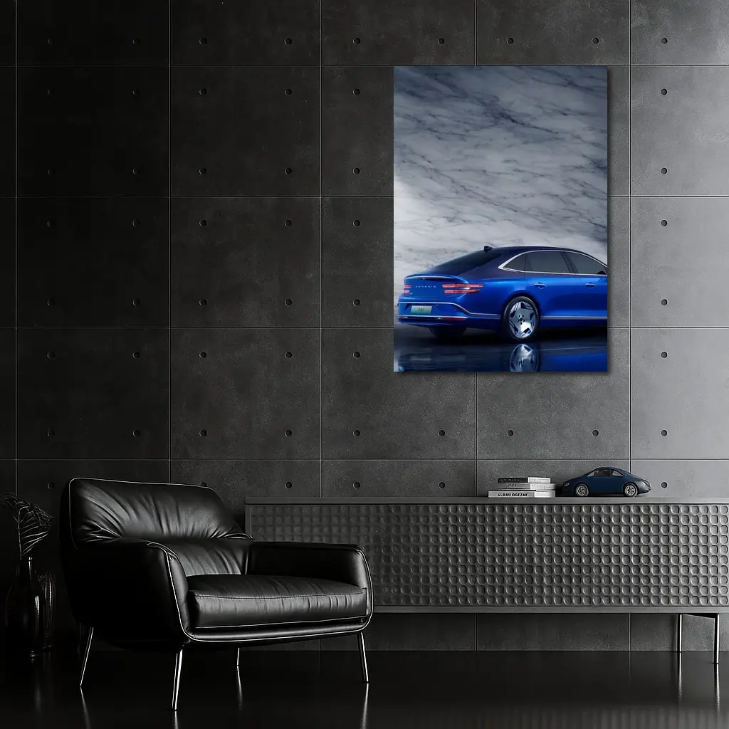 Genesis G80 Blue Sedan Marble Background – Wall Art