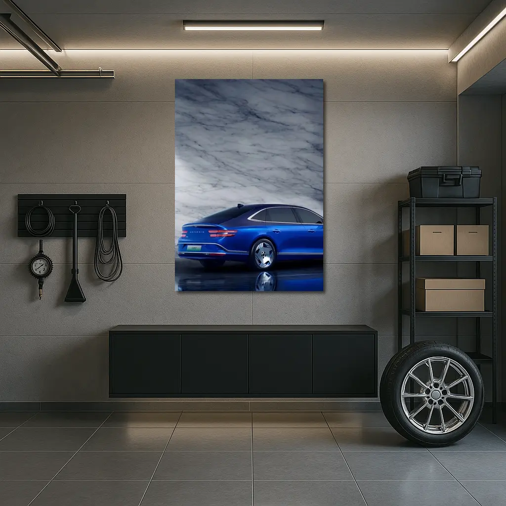Genesis G80 Blue Sedan Marble Background – Wall Art