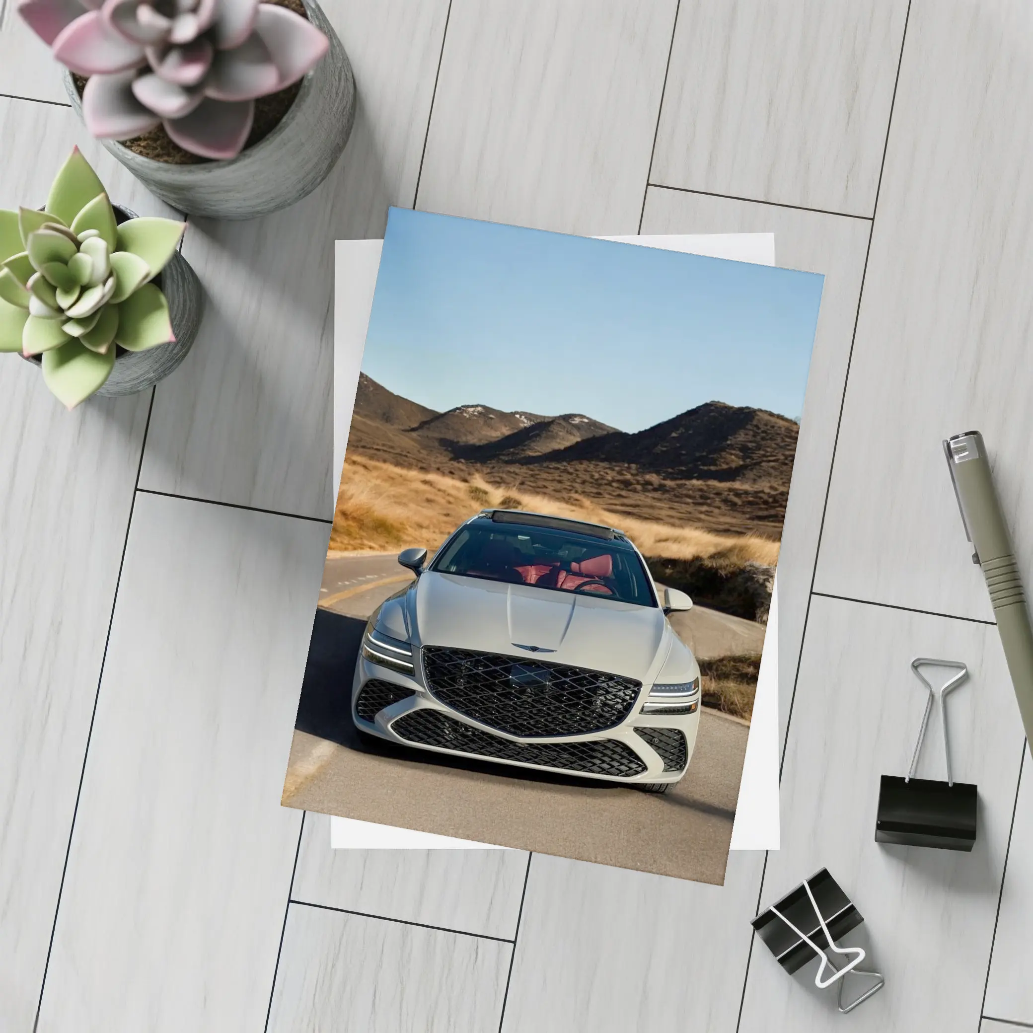 Genesis GV80 Front View Mountain Road – Postcards