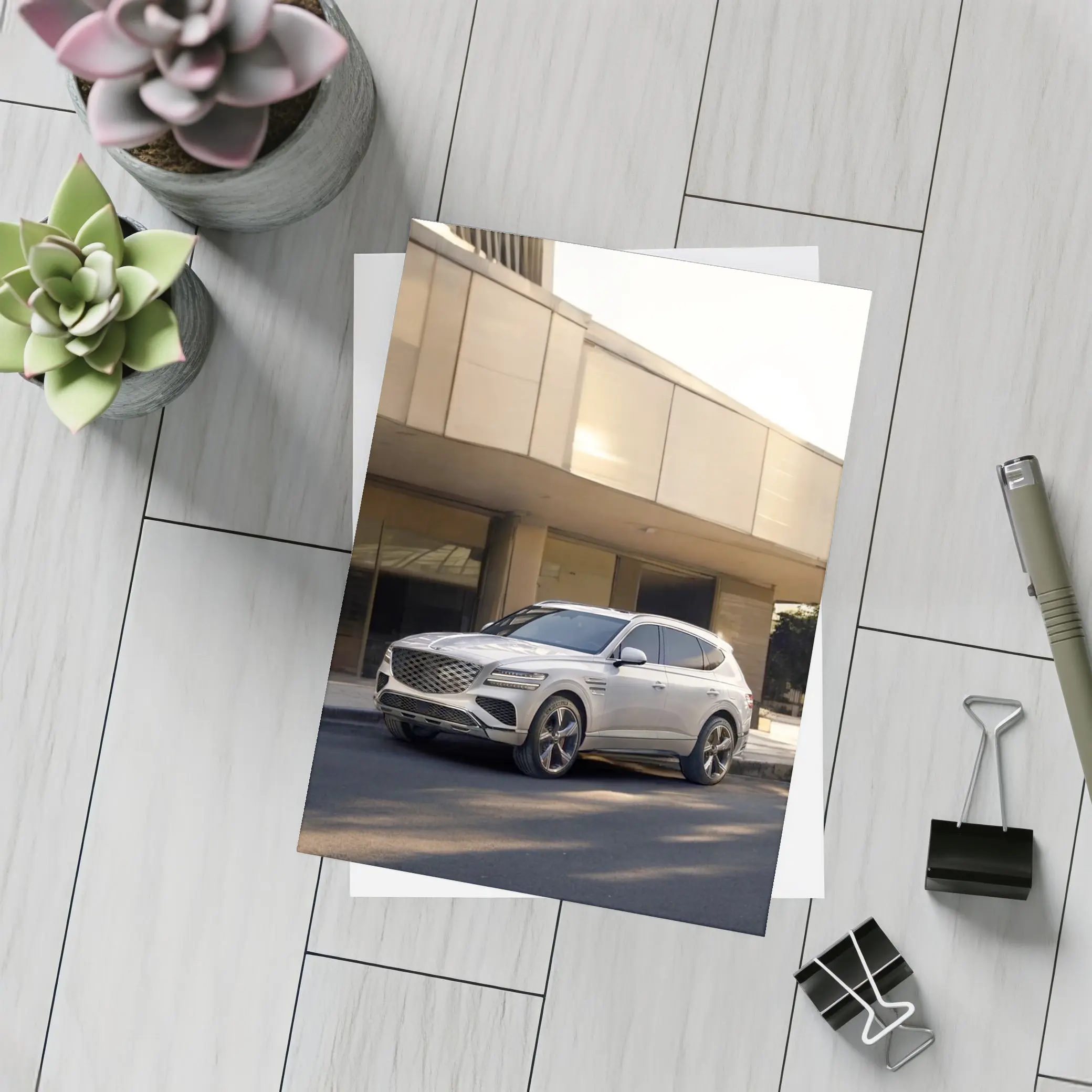 Genesis GV80 SUV Parked Near Building – Postcards