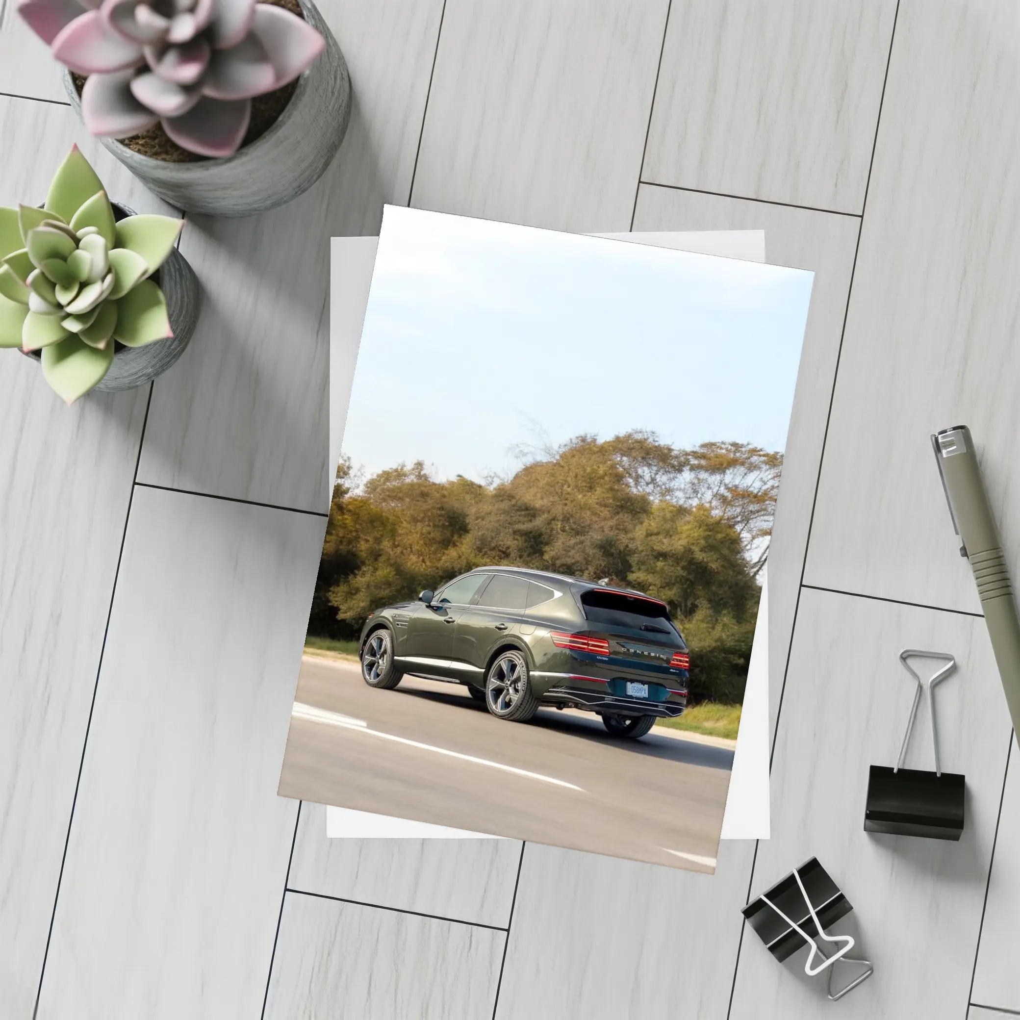 Genesis GV80 SUV Dark Green Highway Drive – Postcards
