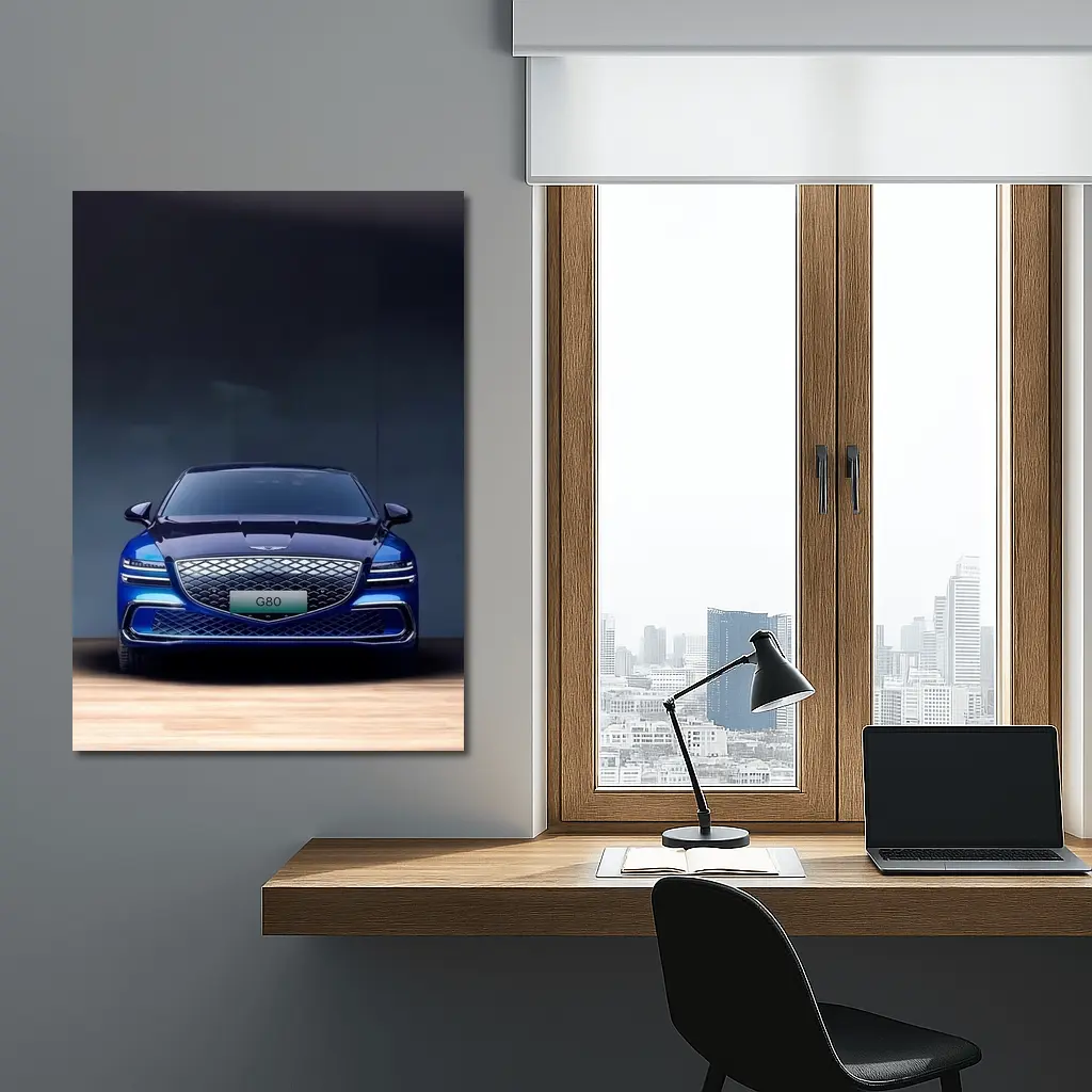 Genesis G80 Electric Blue Front View – Wall Art