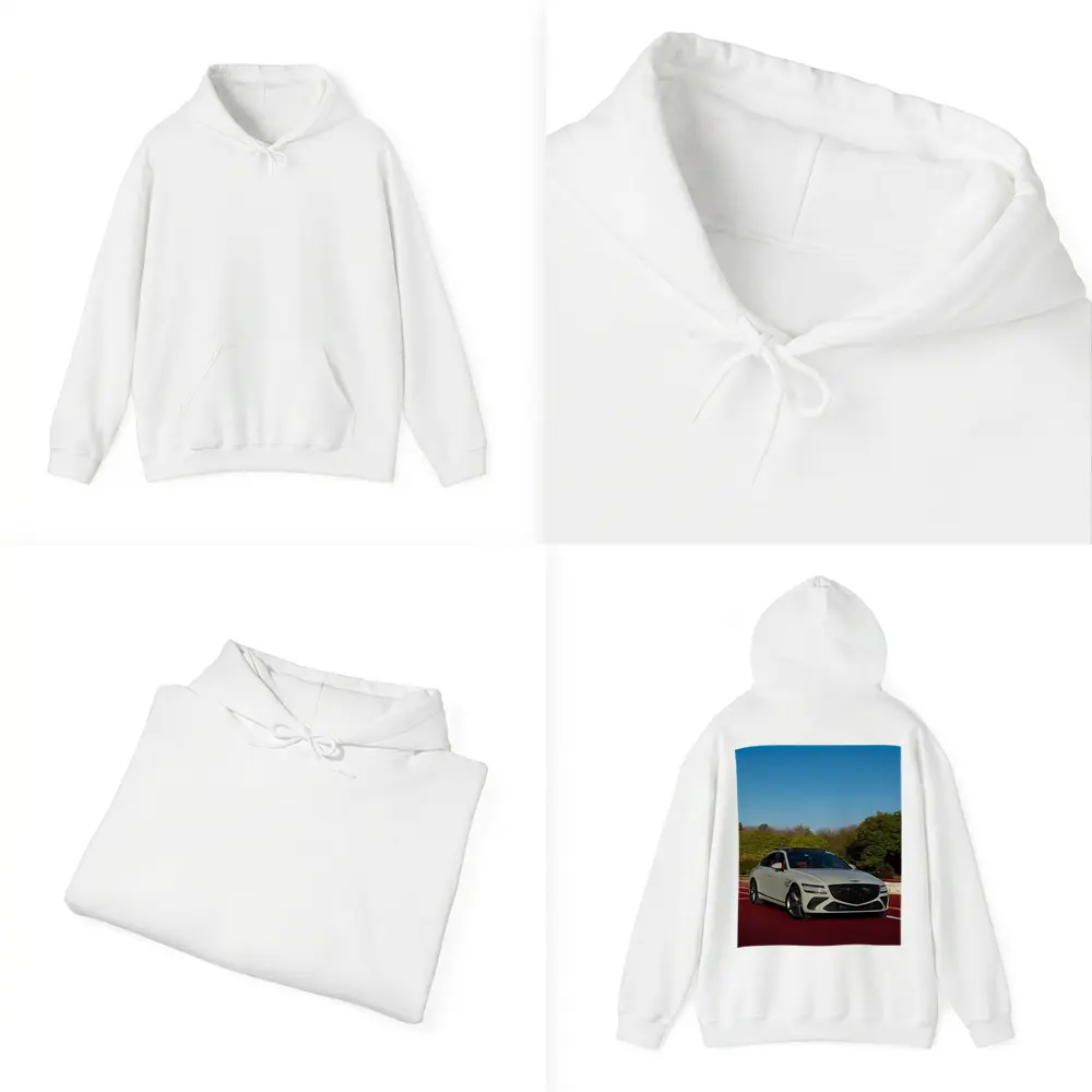 Genesis G80 White Sedan On Red Track – Hoodies