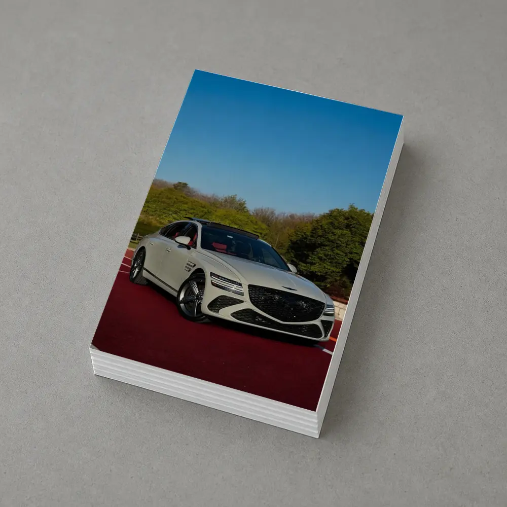 Genesis G80 White Sedan On Red Track – Postcards