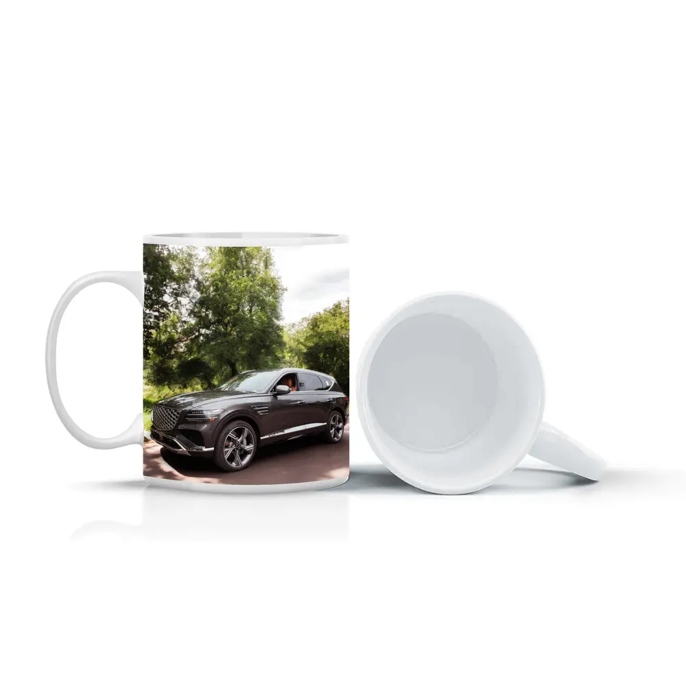 Genesis GV80 SUV Parked Among Green Trees – Mugs