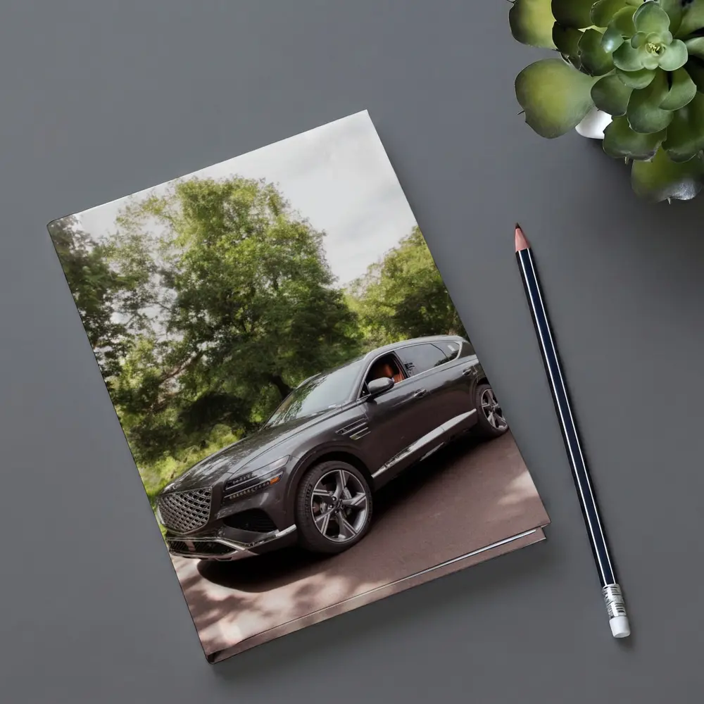 Genesis GV80 SUV Parked Among Green Trees – Notebooks