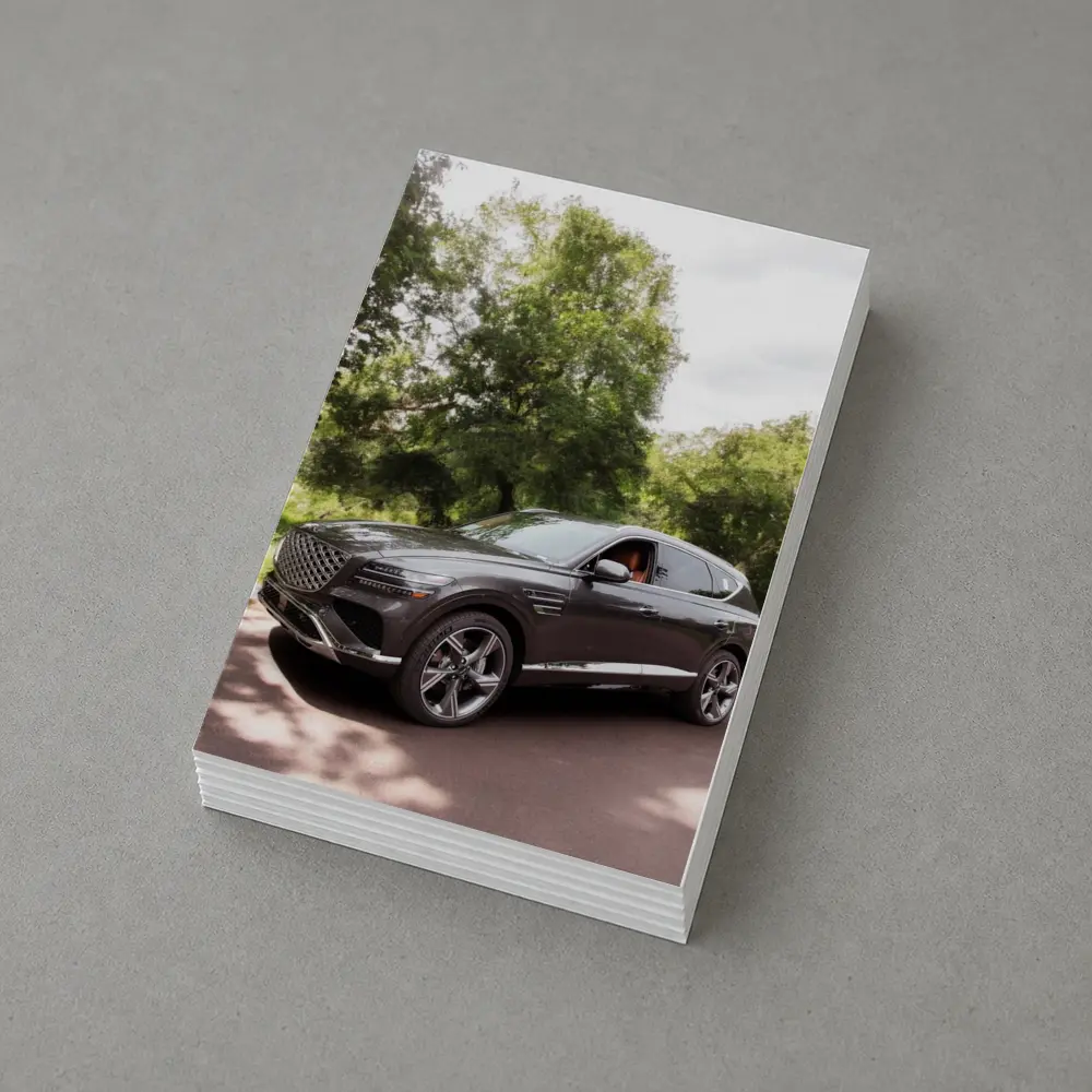 Genesis GV80 SUV Parked Among Green Trees – Postcards