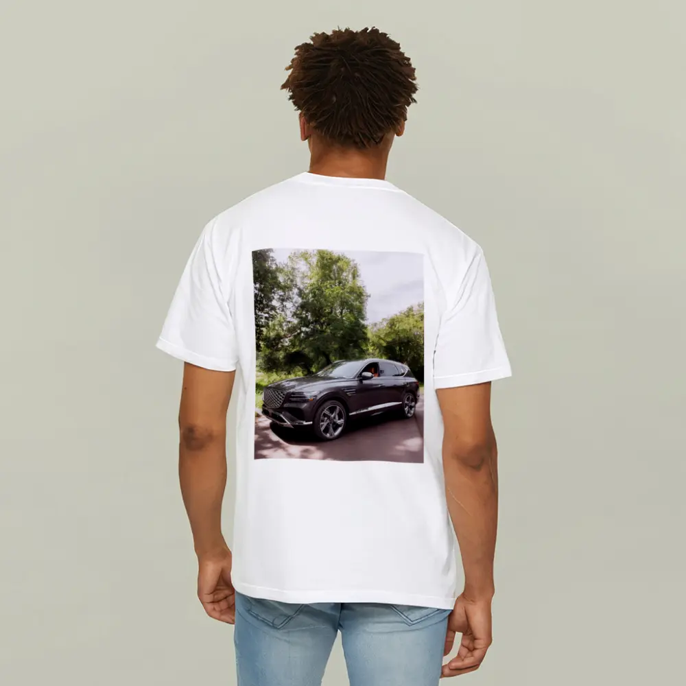 Genesis GV80 SUV Parked Among Green Trees – T-Shirts
