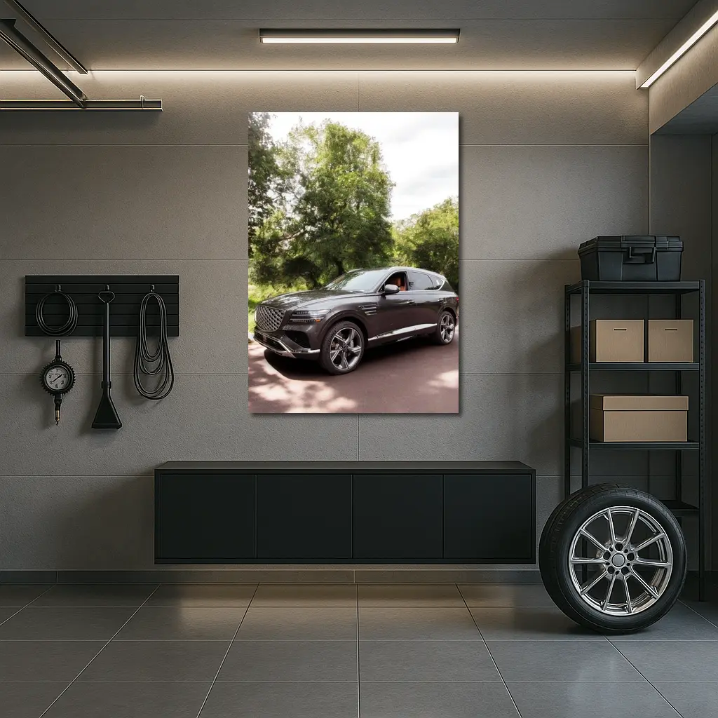 Genesis GV80 SUV Parked Among Green Trees – Wall Art