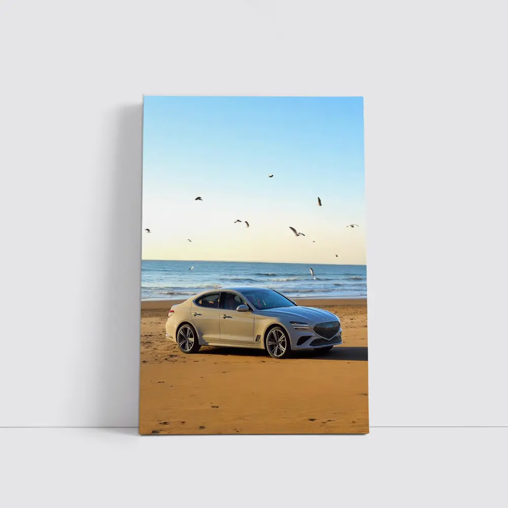 Genesis G70 Silver Sedan Beach Setting – Wall Art