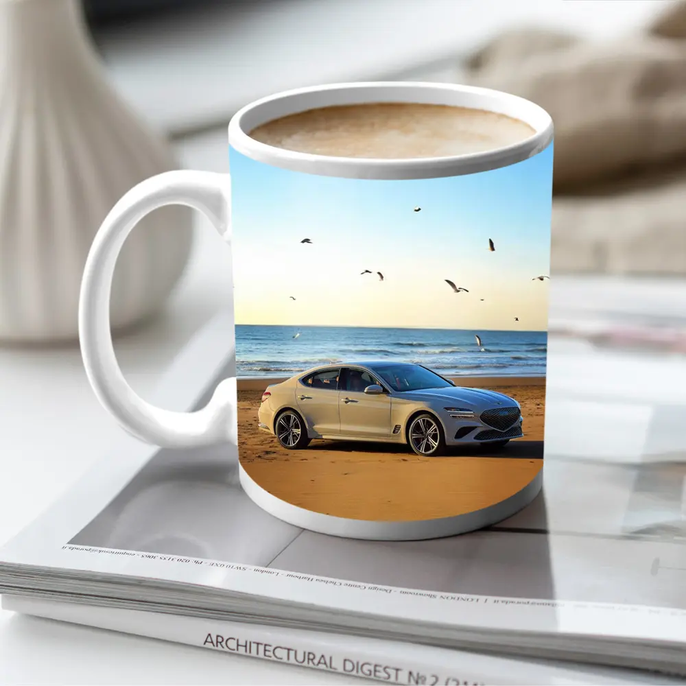 Genesis G70 Silver Sedan Beach Setting – Mugs