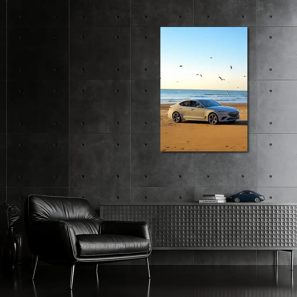 Genesis G70 Silver Sedan Beach Setting – Wall Art