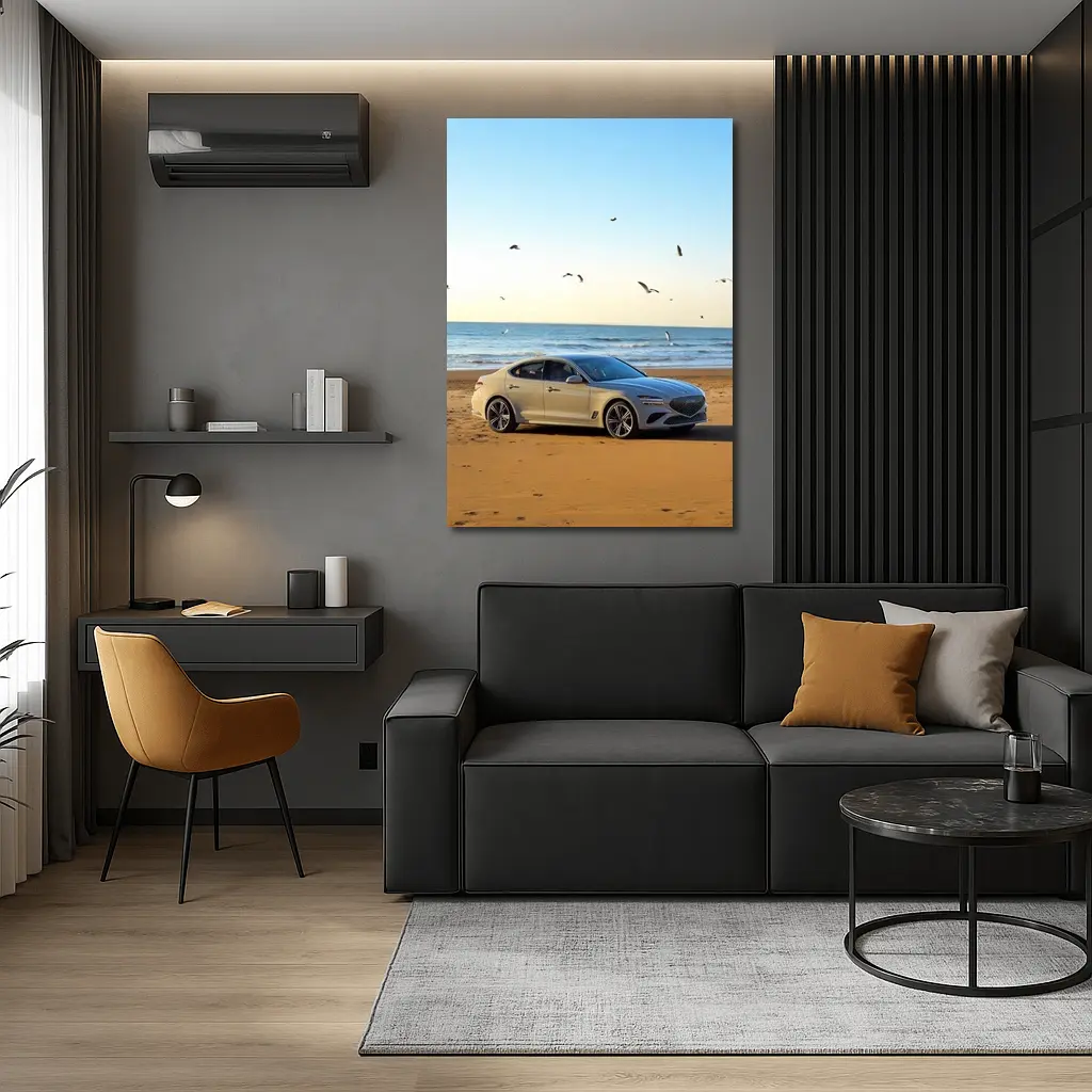 Genesis G70 Silver Sedan Beach Setting – Wall Art