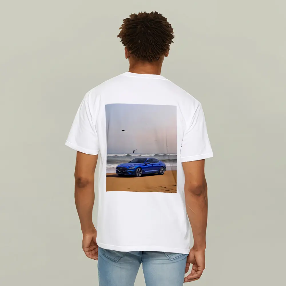 Genesis G70 Blue Sedan Beach Setting – T-Shirts