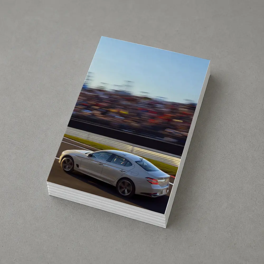 Genesis G70 Racing On Blurred Track – Postcards