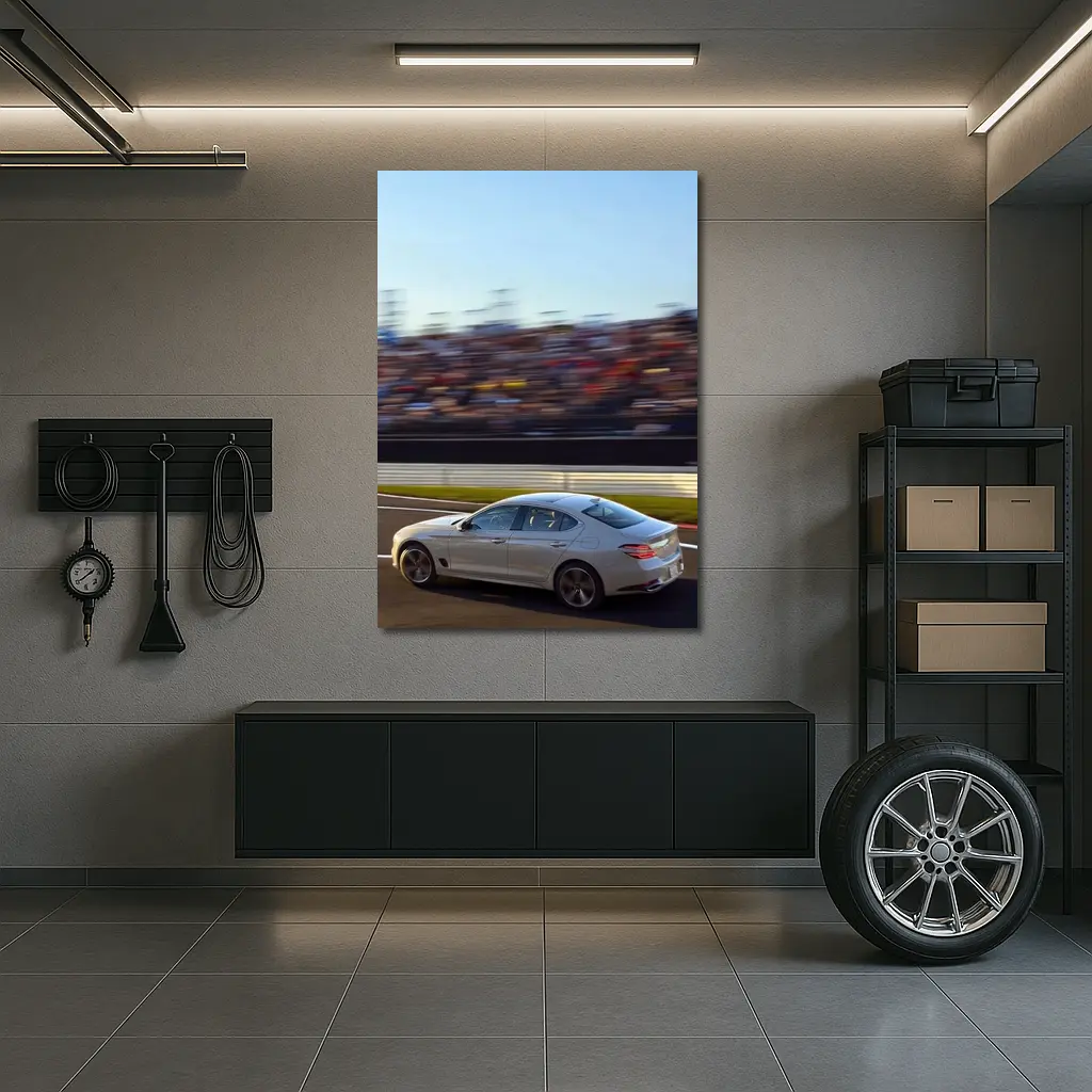 Genesis G70 Racing On Blurred Track – Wall Art