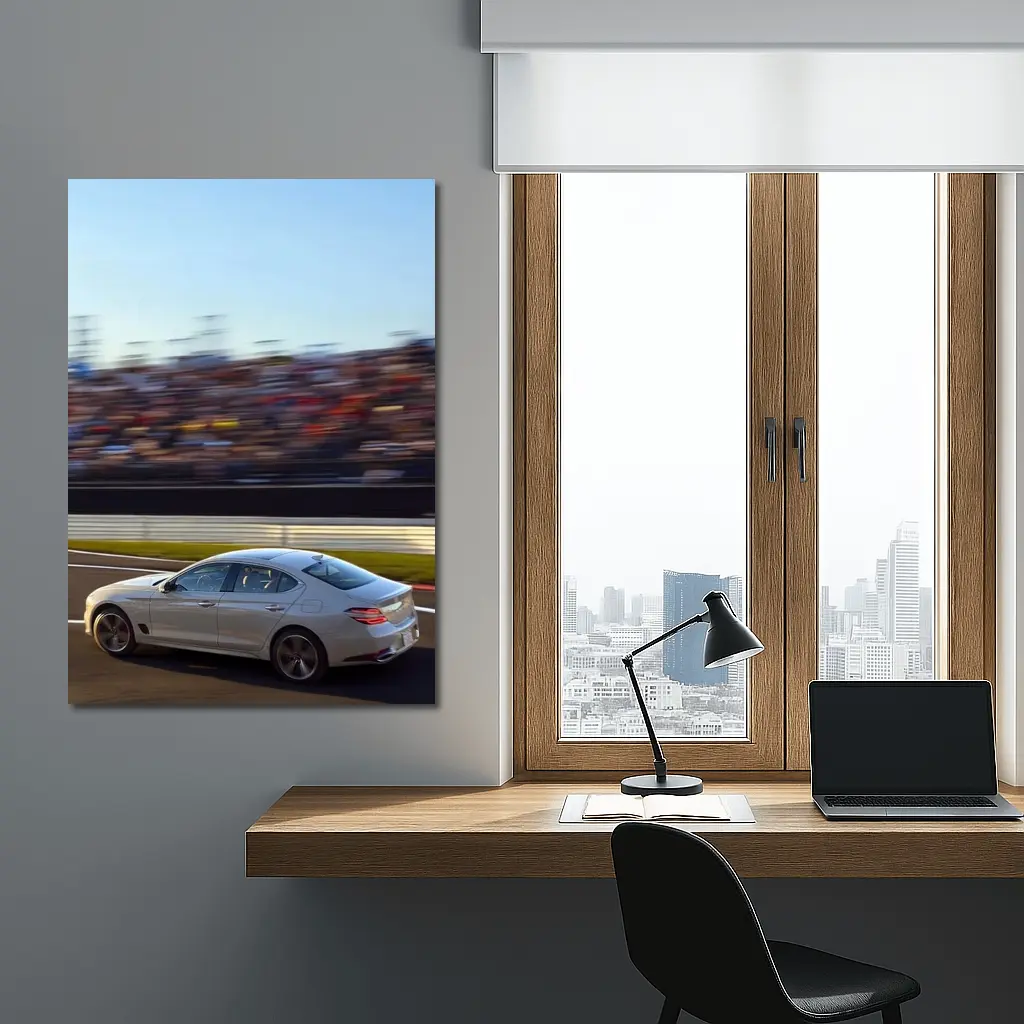 Genesis G70 Racing On Blurred Track – Wall Art