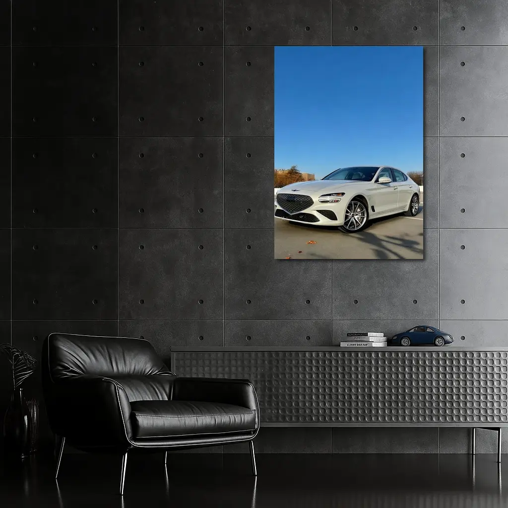 Genesis G70 White Sedan Clear Sky – Wall Art