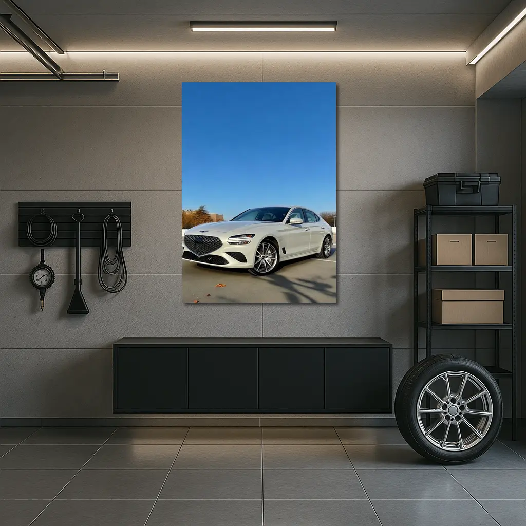 Genesis G70 White Sedan Clear Sky – Wall Art