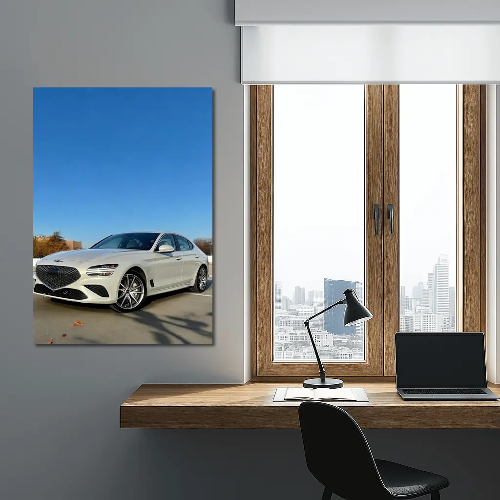 Genesis G70 White Sedan Clear Sky – Wall Art