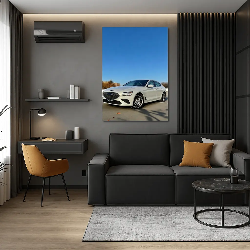 Genesis G70 White Sedan Clear Sky – Wall Art