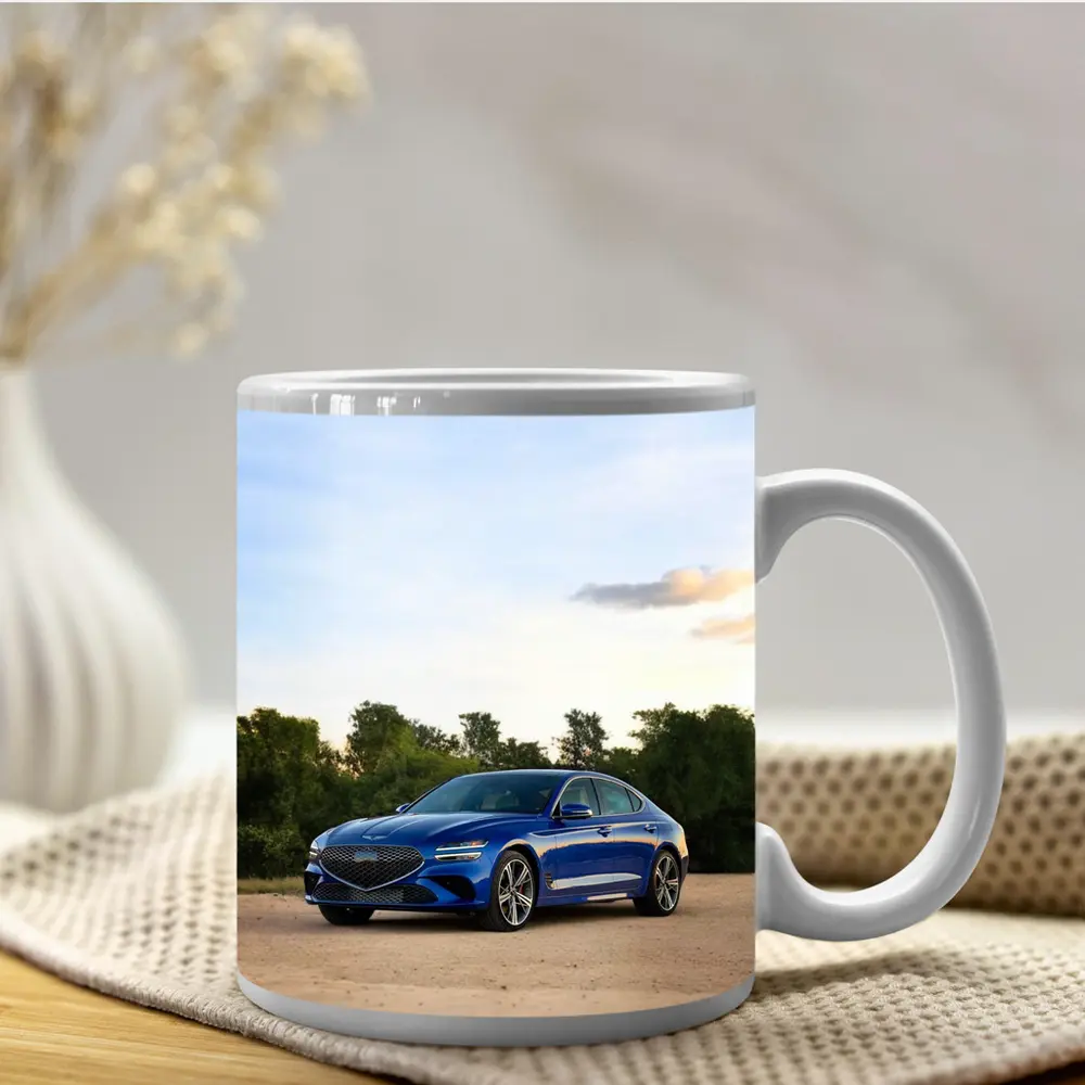 Genesis G70 Blue Sedan Parked Outdoors – Mugs