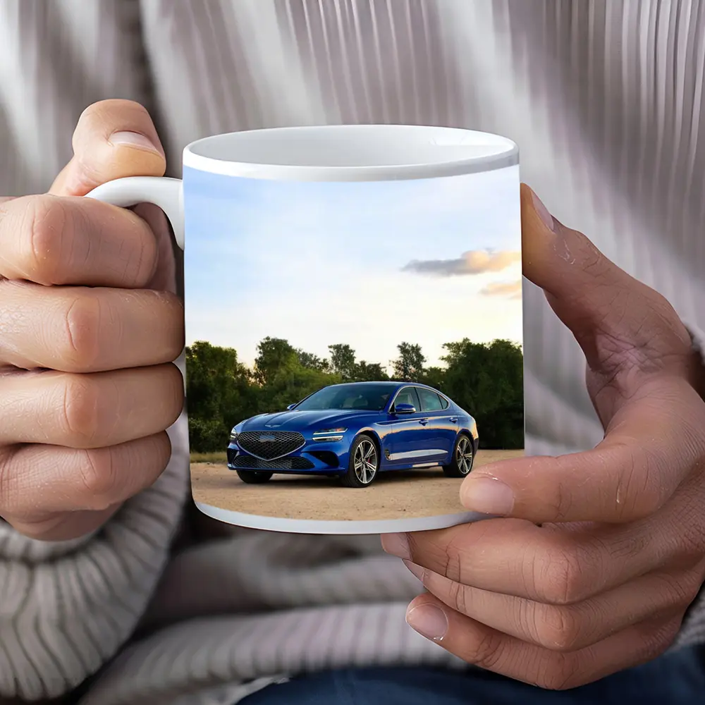 Genesis G70 Blue Sedan Parked Outdoors – Mugs