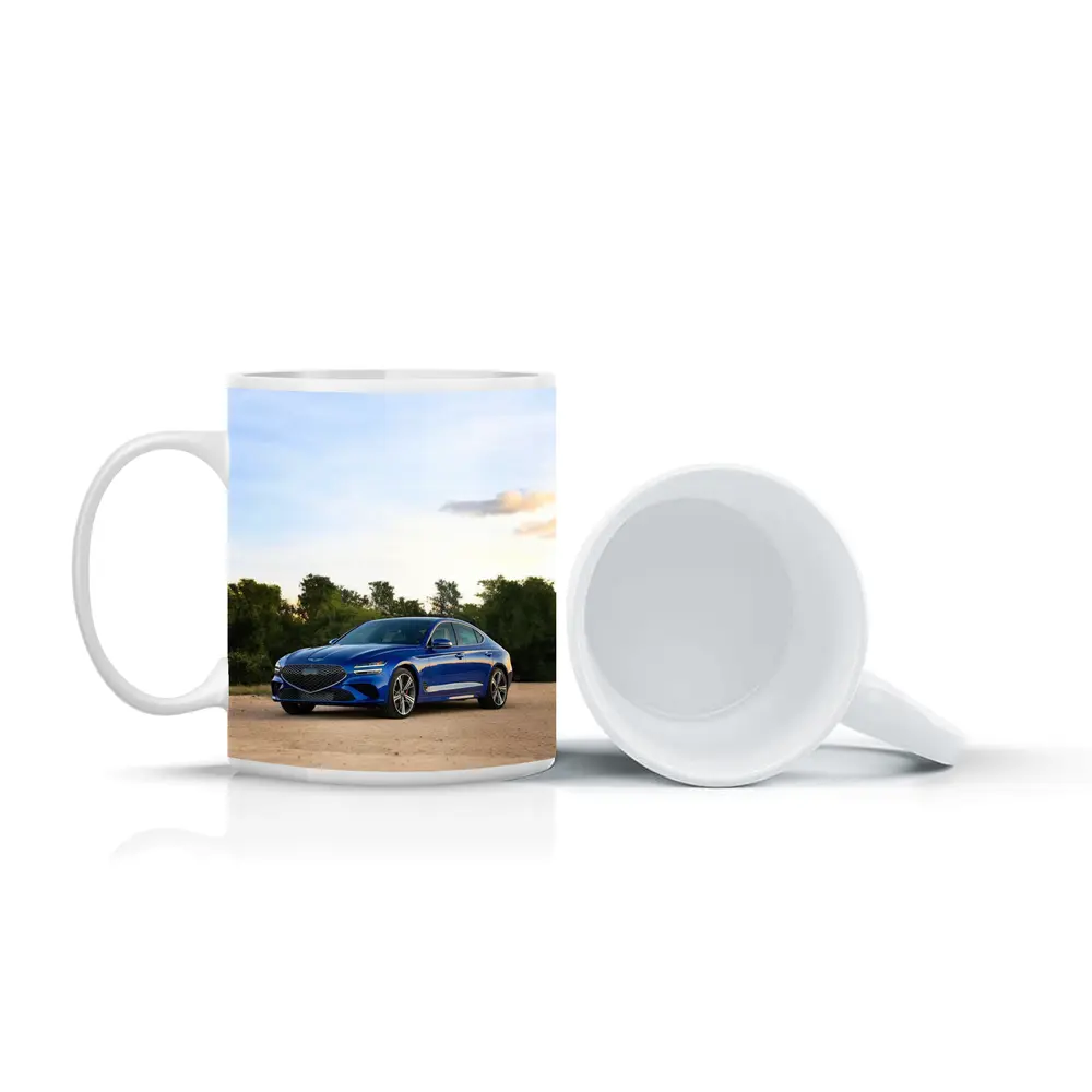 Genesis G70 Blue Sedan Parked Outdoors – Mugs