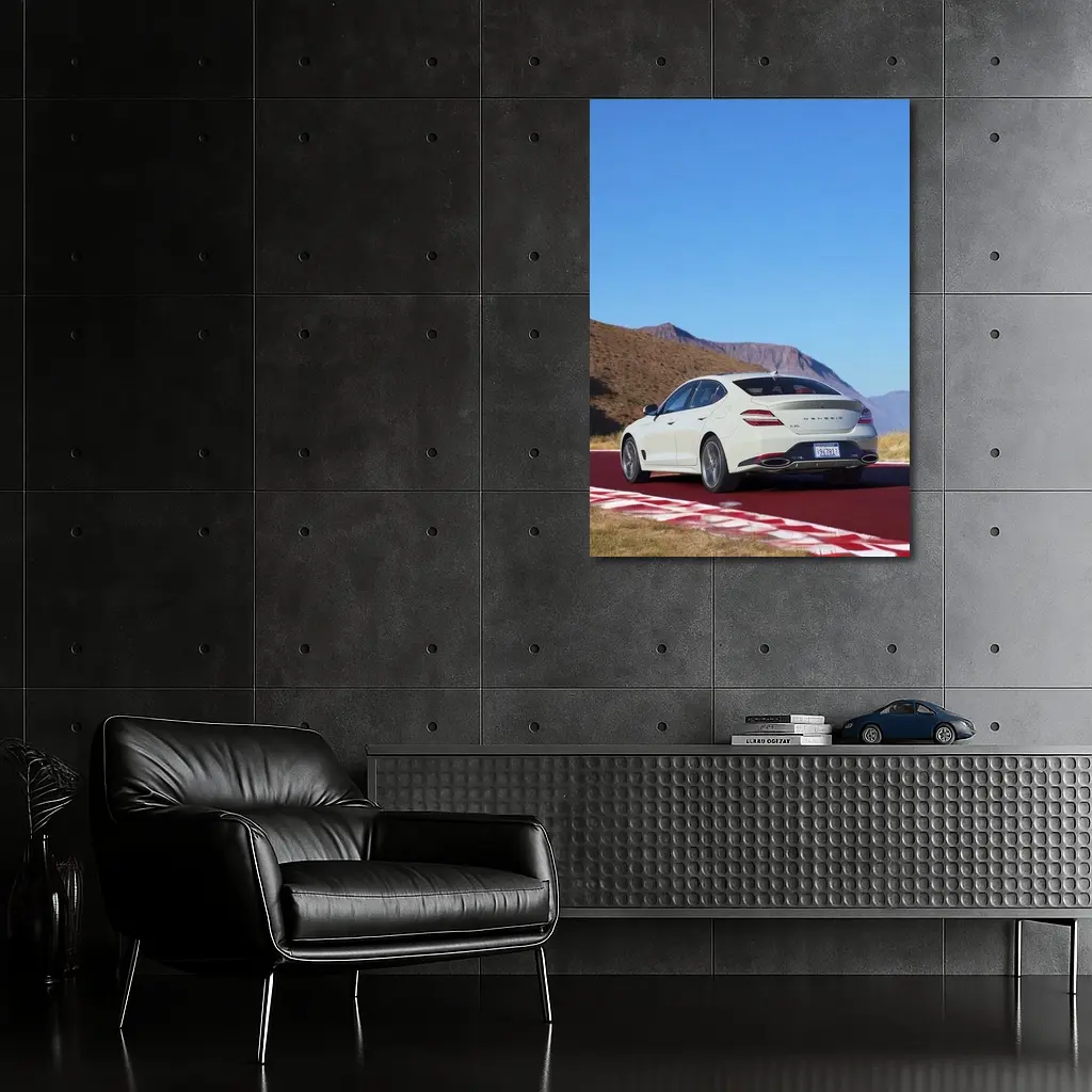 Genesis G70 White Sedan Desert Track – Wall Art