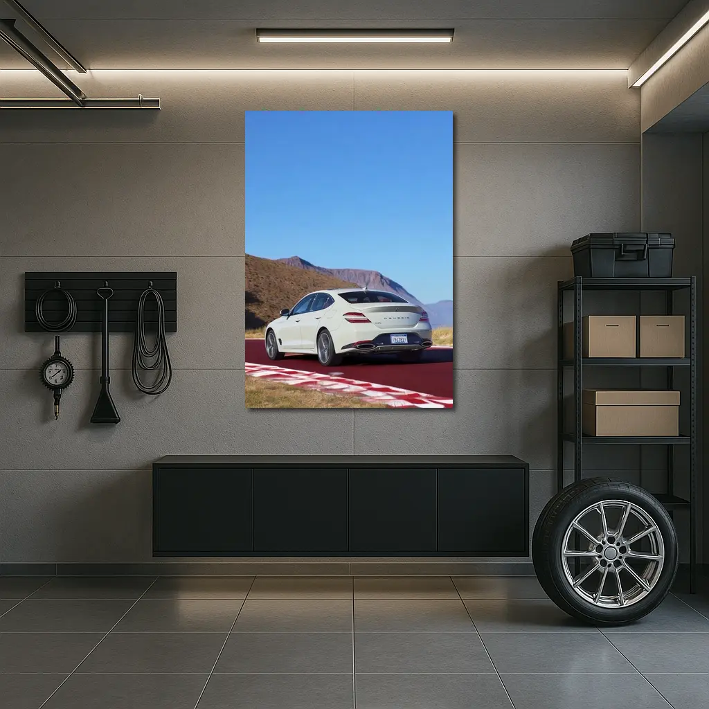 Genesis G70 White Sedan Desert Track – Wall Art
