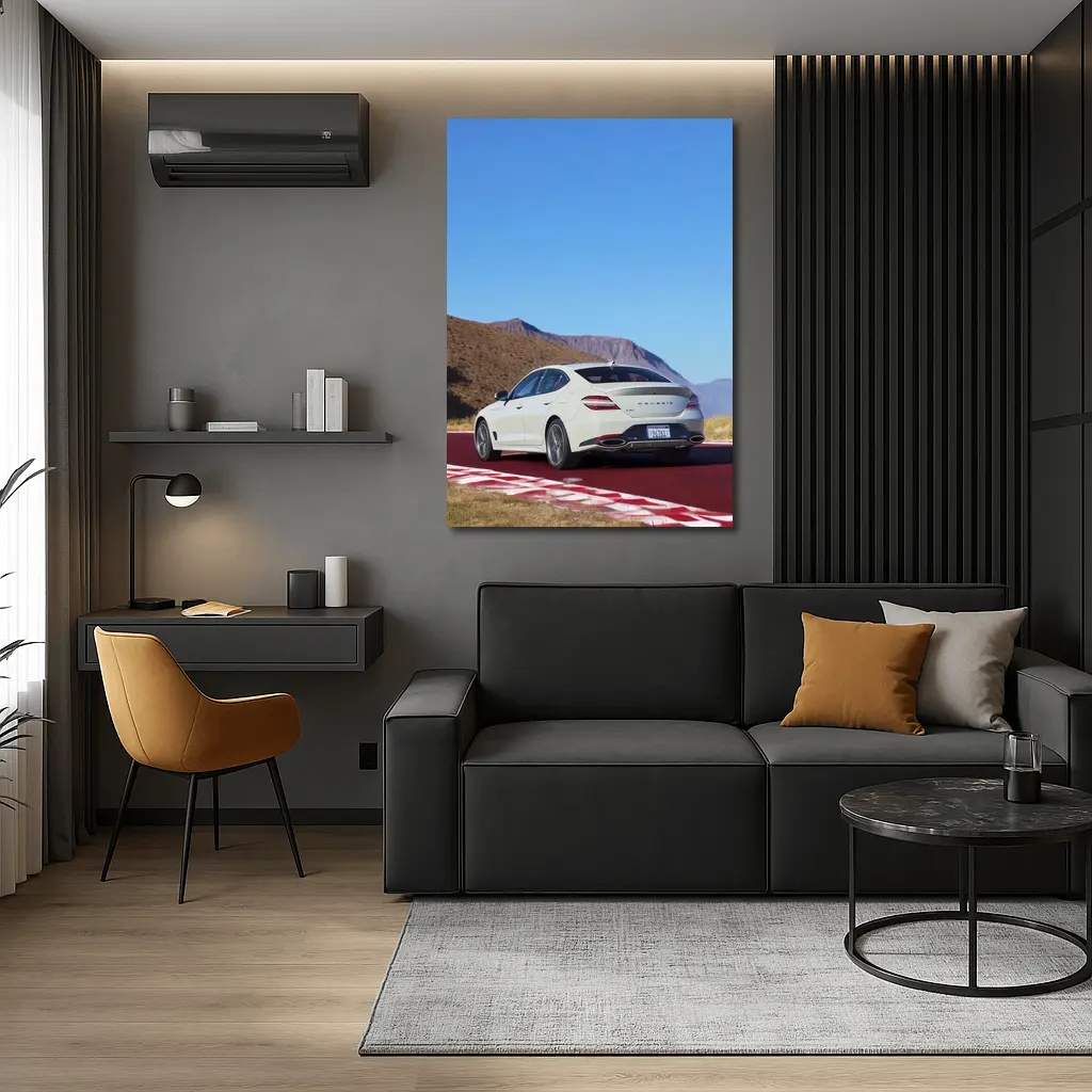 Genesis G70 White Sedan Desert Track – Wall Art
