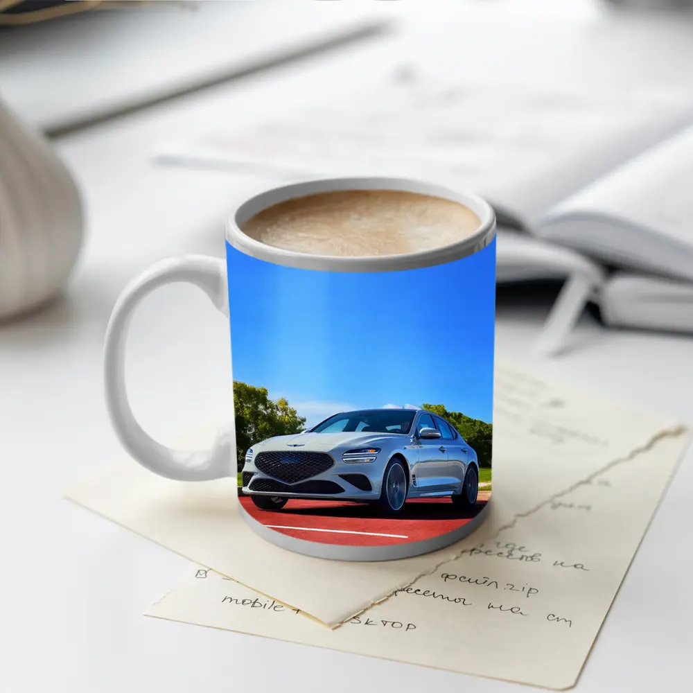 Genesis G70 White Sedan Blue Sky – Mugs