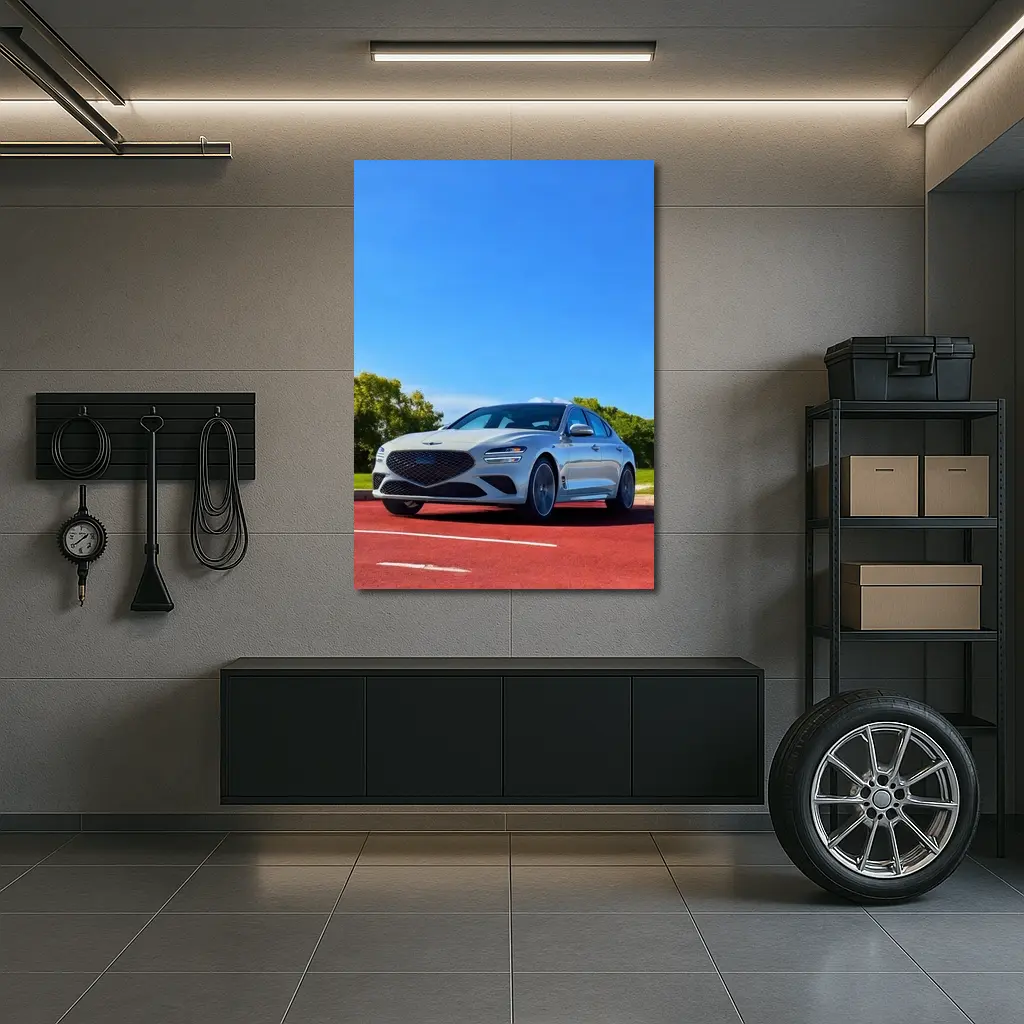 Genesis G70 White Sedan Blue Sky – Wall Art