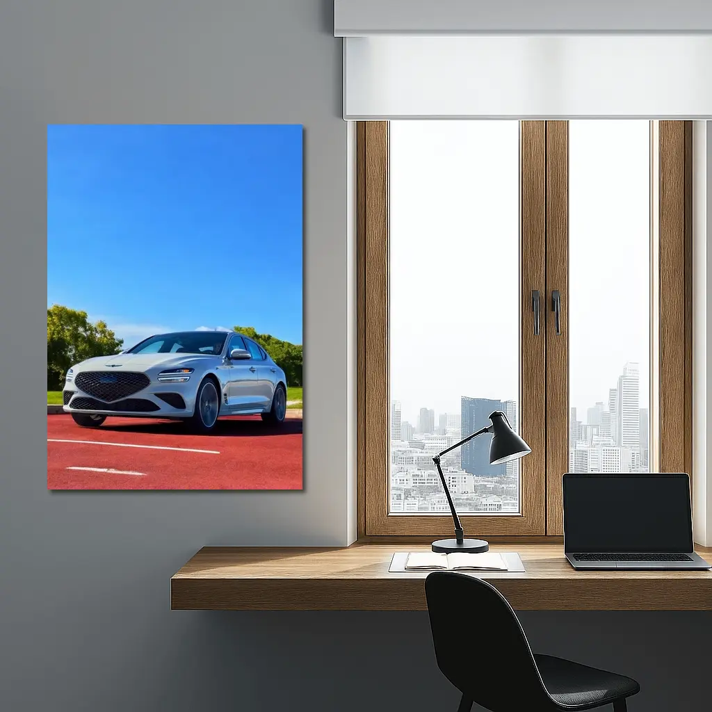 Genesis G70 White Sedan Blue Sky – Wall Art