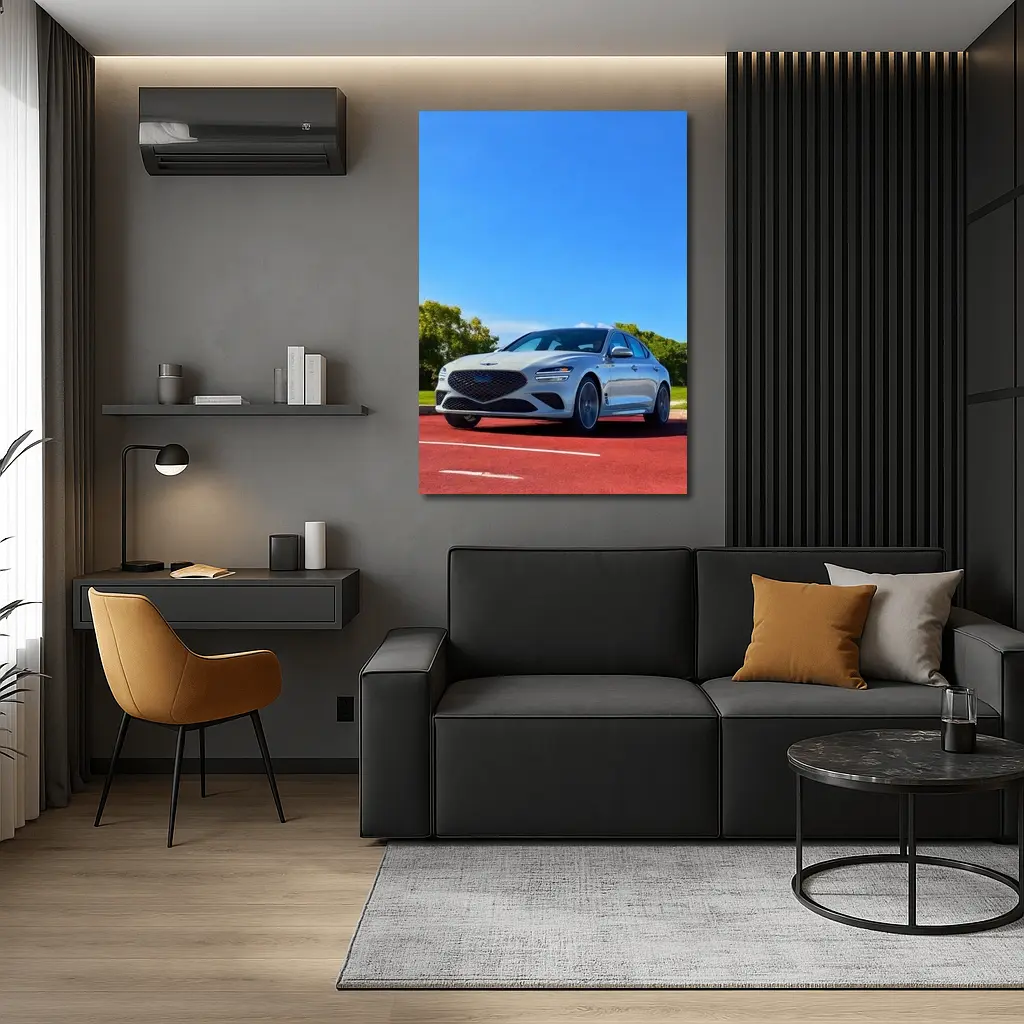 Genesis G70 White Sedan Blue Sky – Wall Art
