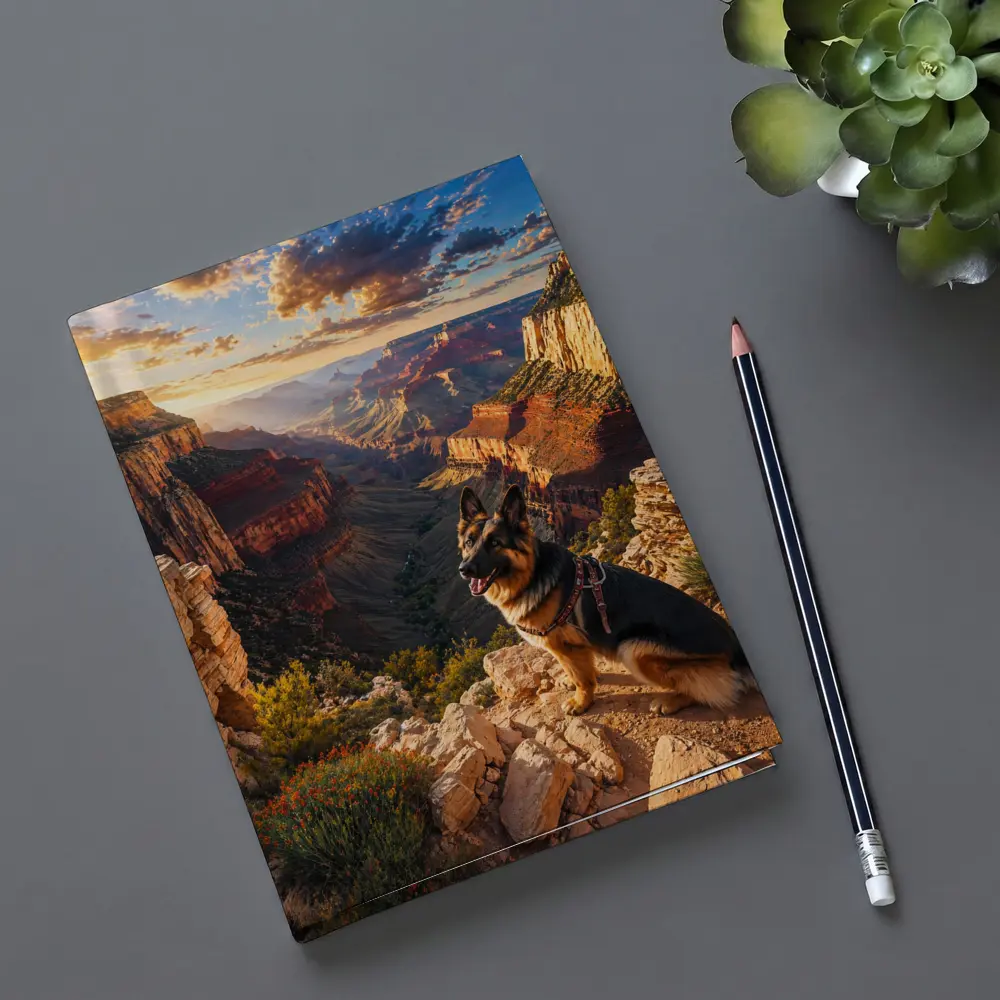 German Shepherd Sitting Grand Canyon Sunset – Notebooks