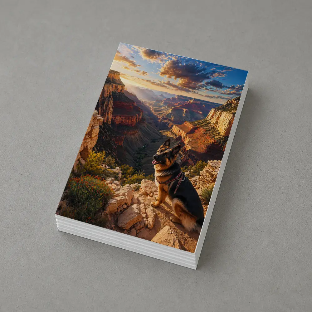 German Shepherd Sitting Grand Canyon Sunset – Postcards