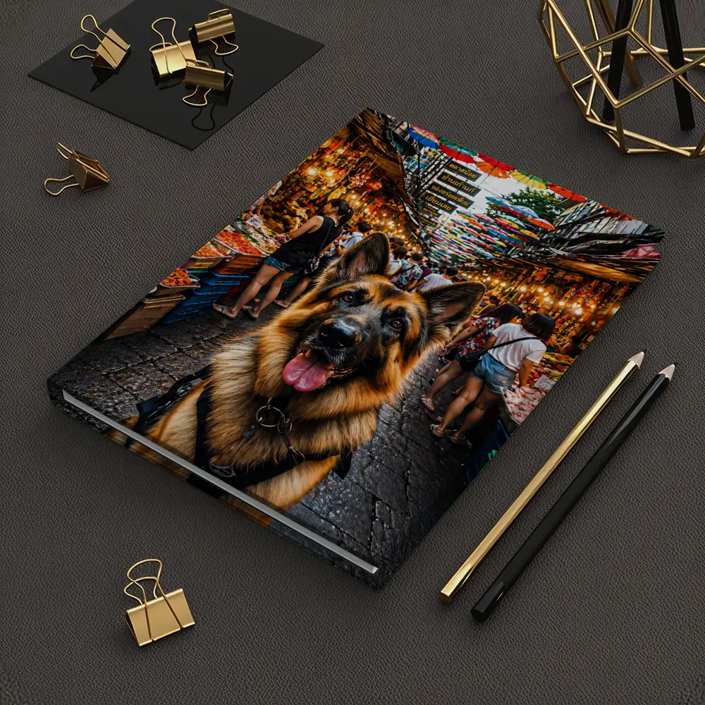 German Shepherd at Bangkok Street Market – Notebooks