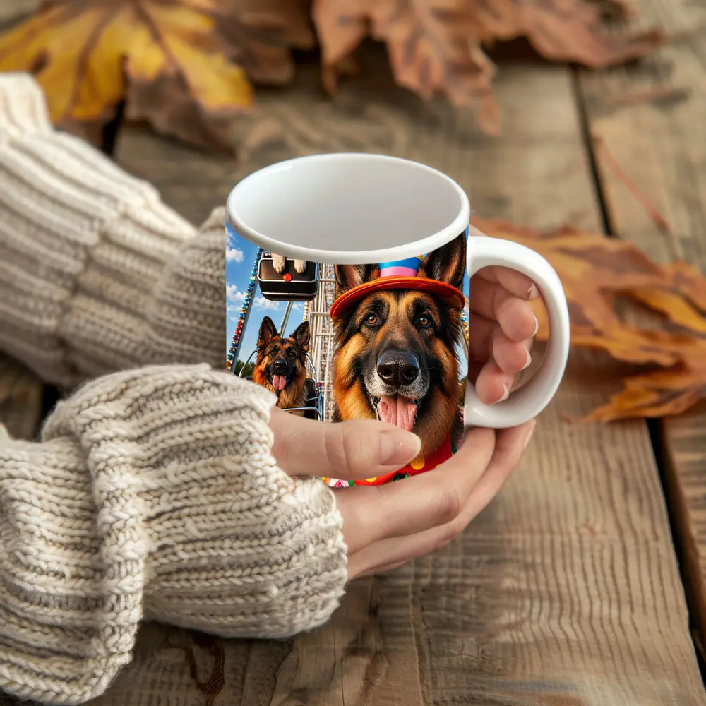 German Shepherd Clown Costume Ferris Wheel – Mugs