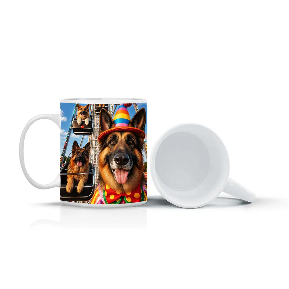 German Shepherd Clown Costume Ferris Wheel – Mugs