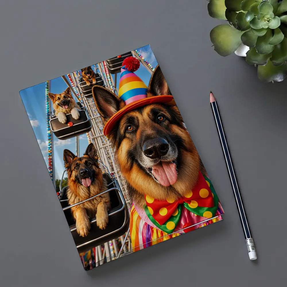 German Shepherd Clown Costume Ferris Wheel – Notebooks