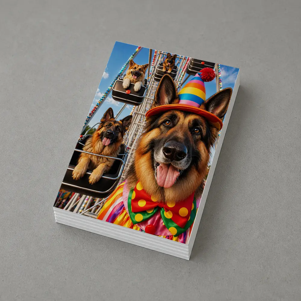 German Shepherd Clown Costume Ferris Wheel – Postcards