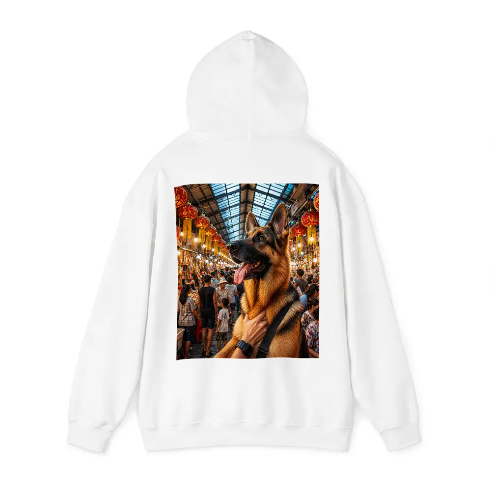 German Shepherd at Colorful Bangkok Market – Hoodies