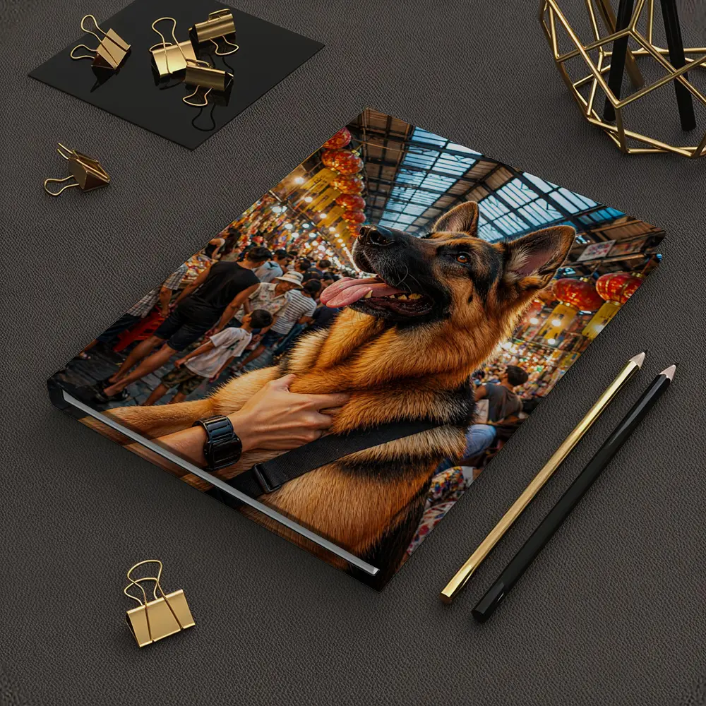 German Shepherd at Colorful Bangkok Market – Notebooks