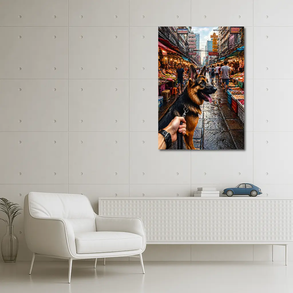 German Shepherd Dog Bangkok Street Market – Wall Art
